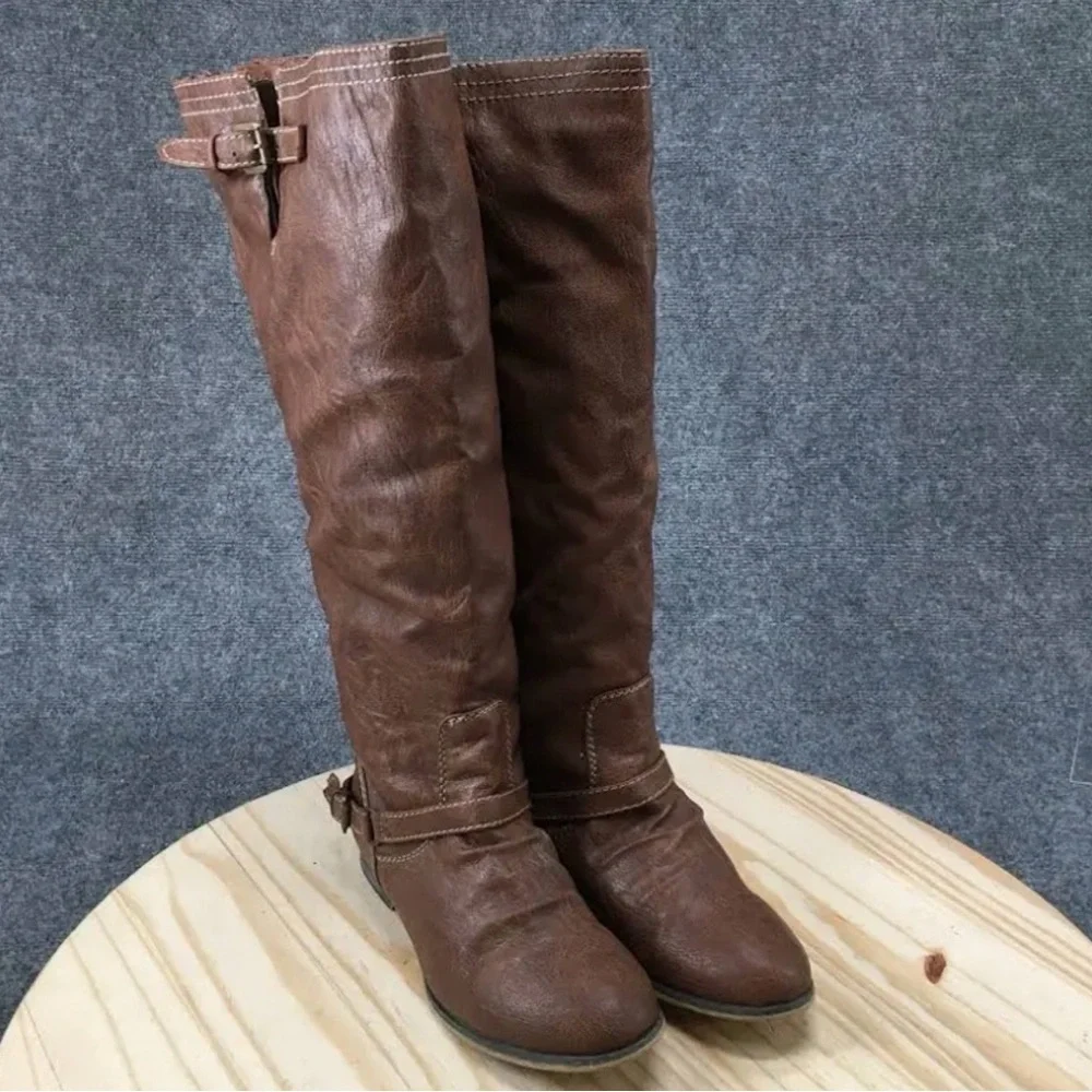 Breckelles Cognac Brown Over-The-Knee Riding Boots
